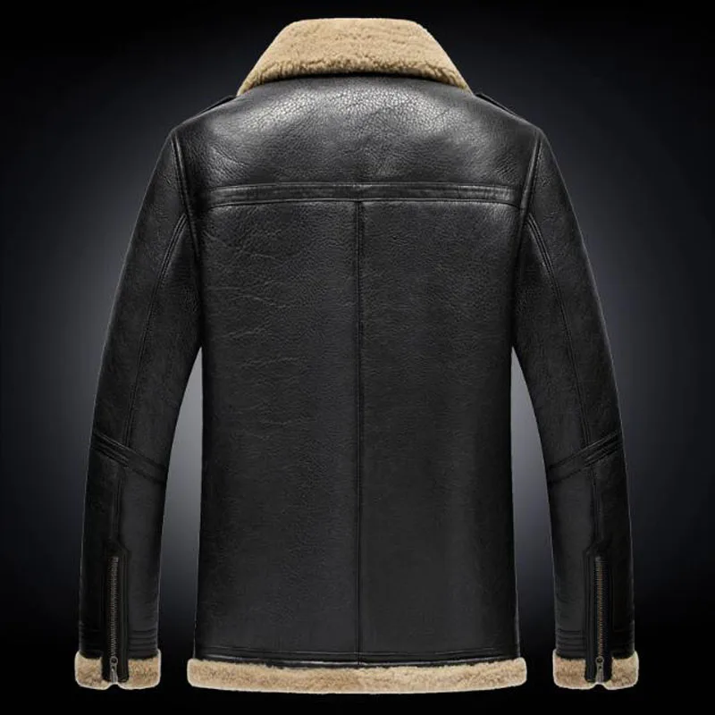 Mens Aviator B3 Sheepskin Shearling Jacket Leather jacket for men Motorcycle Jacket Casual Coat