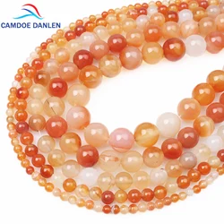 Natural Stone Beads Orange Red Carnelian Agates Round Bead 4 6 8 10 12MM Diy Bracelet Charm Beads For Jewelry Making Wholesale