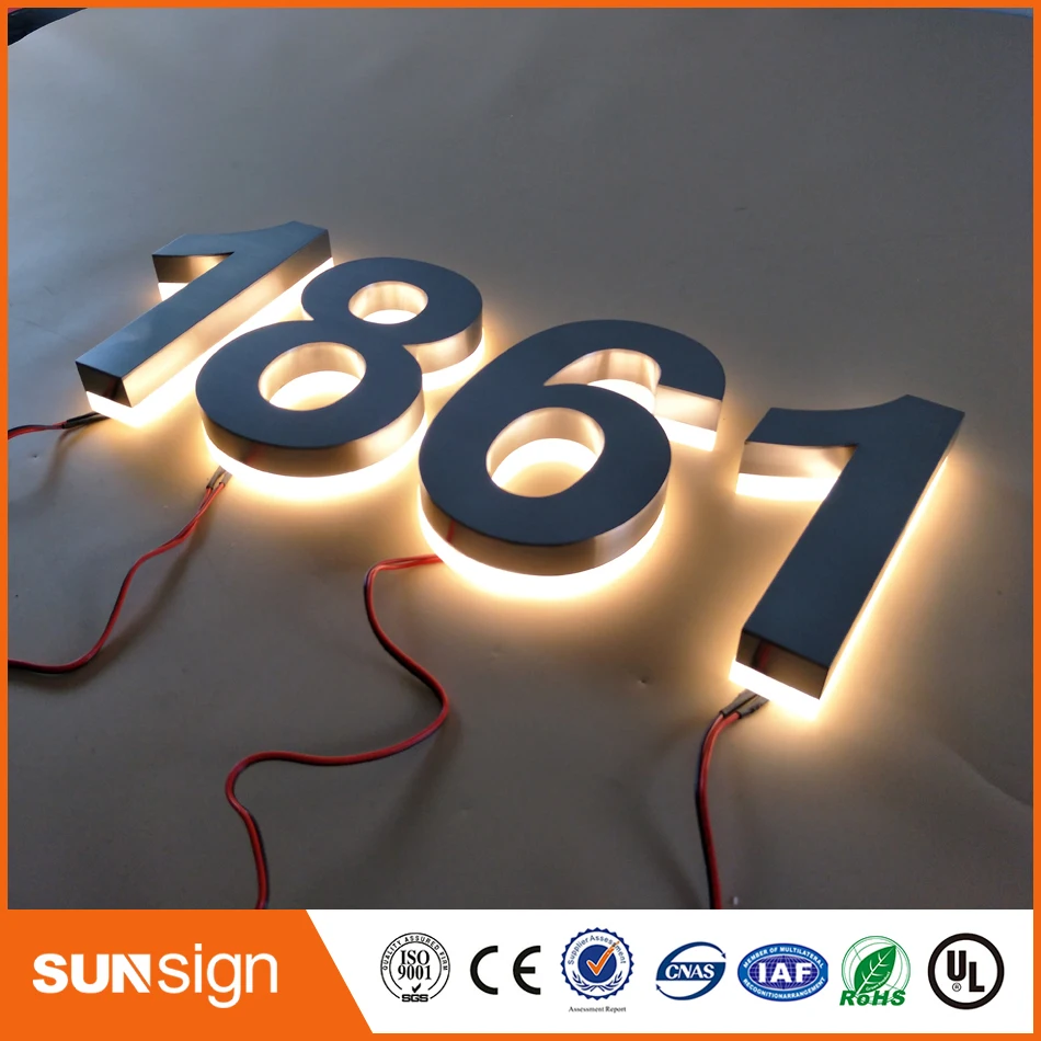 H 25Cm Outdoor/Indoor Outlet Rvs Backlit Huisnummer Led Letters Teken