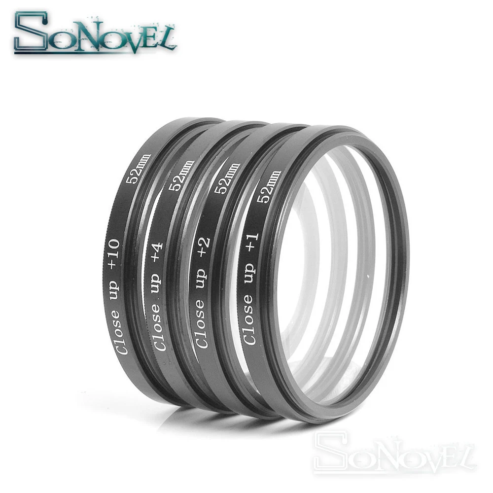 매크로 클로즈업 필터 세트, 1 + 2 + 4 + 10 렌즈, 렌즈 후드, 캐논 니콘 소니 DSLR 카메라용 클리닝 키트, 49 52 55 58 62 67 72 77 mm