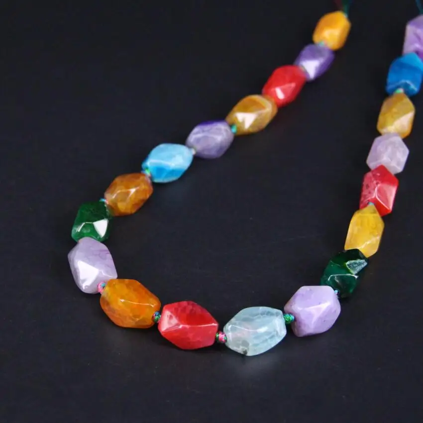 

15.5"/strand Rainbow Natural Agates Freeform Faceted Nugget Pendant Beads,Mixtz Raw Gems Loose Beads For Bracelat Jewelry Making