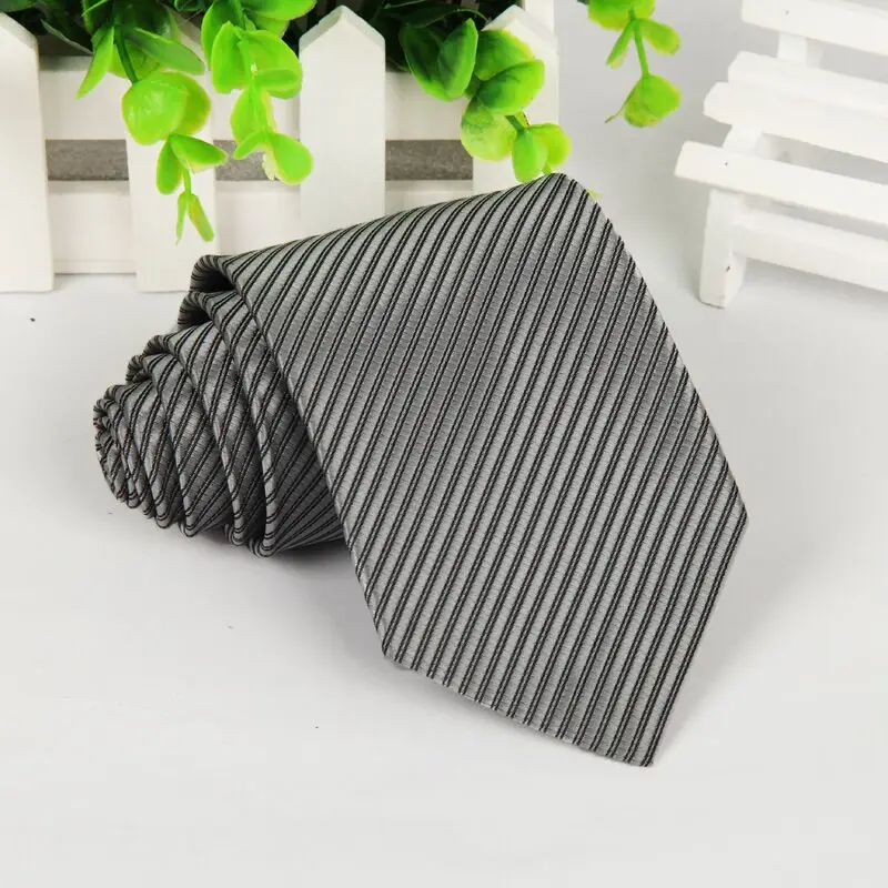 8CM Neck Green Ties For Men Silver Tie Solid Black Corbatas Para Hombre De Gravata Slim Wedding Necktie Accessories Rose