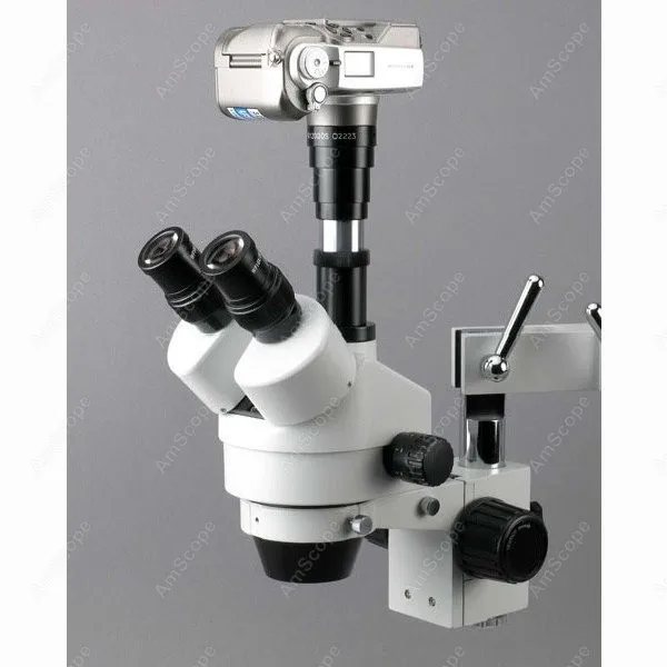 Trinocular Stereo Microscope--AmScope Supplies 3.5X-90X Trinocular Stereo Zoom Microscope with Double Arm Boom Stand