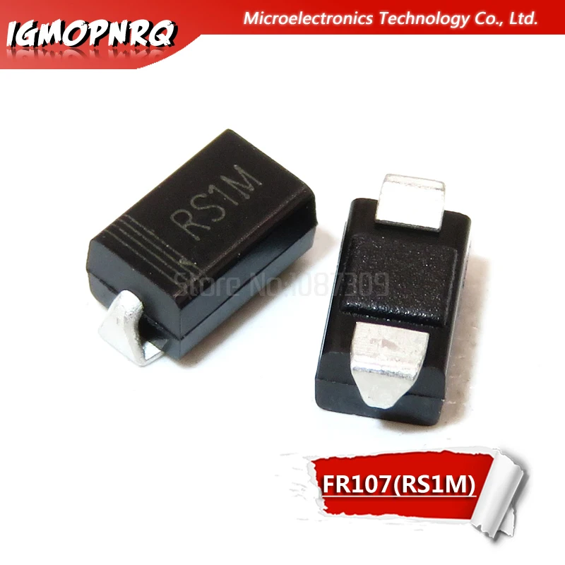 100PCS 1N4001 M1 1N4004 M4 1N4007 M7 FR107 RS1M FR207 RS2M HER108 US1M SF18 ES1J SF14 ES1D DO-214AC SMA Rectifier diode image 4