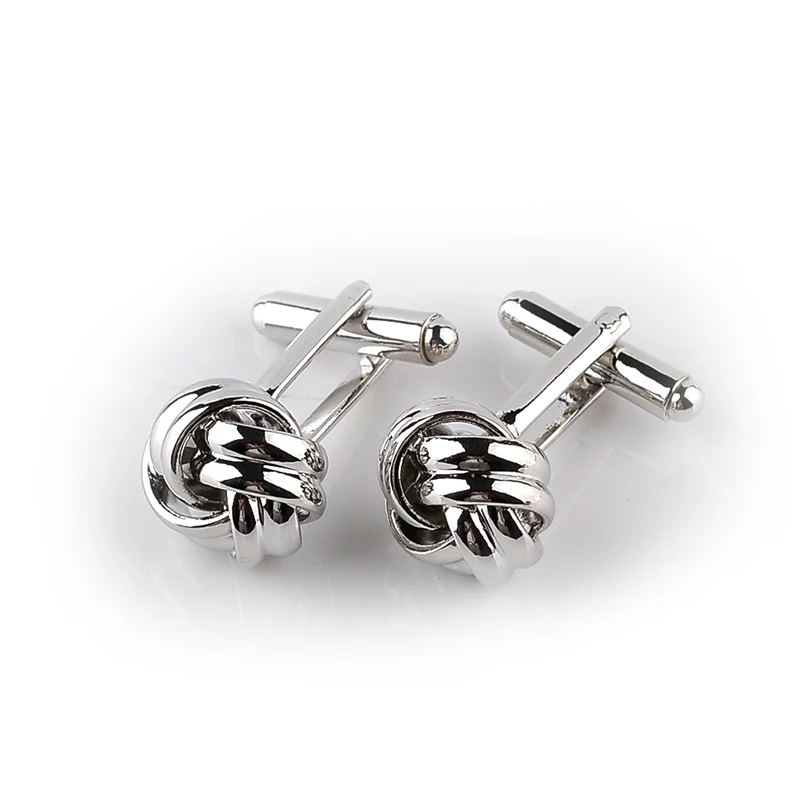 High Quality Knot Cufflinks For Men Shirt Cufflinks Gold Silver Plated Business & Wedding French Shirt