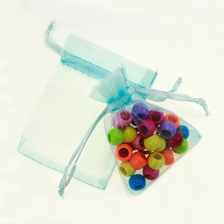 17*23cm 50pcs Lake Blue Gift Bags For Jewelry/wedding/christmas/birthday Yarn Bag With Handles Packaging Organza Bags