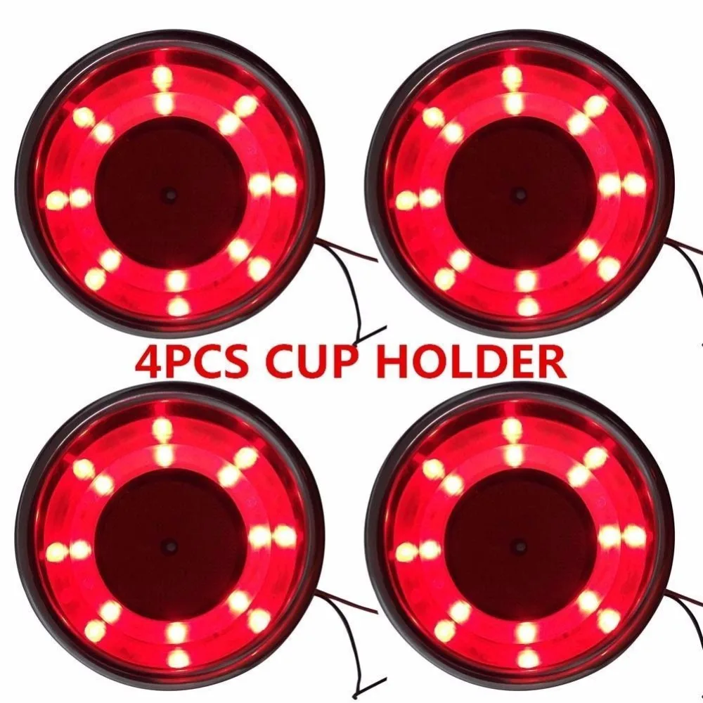 Boat Accessories 4Pcs Cup Drink Holder  LED Built-in Stainless Steel for Marine Yacht/RV