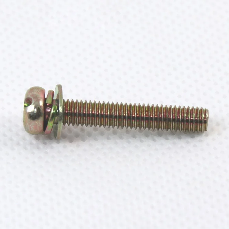 10pcs M8 Color-plated zinc iron Phil-Slot screw Round head nickel plated three combination screws bolts 16mm-20mm length