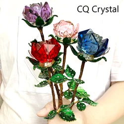 Crystal Rose Flower figurine fermacarte in vetro Craft Wedding regalo di san valentino decorazioni per la tavola di casa ornamento confezione regalo