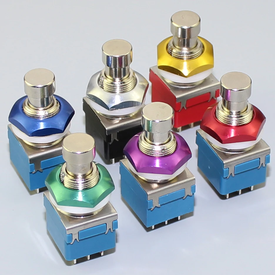 Colorful Aluminum Nut Red/Green/Blue/Yellow/White/Purple For 3PDT M12 Stomp Pedal Foot Switch PBS-24 Series