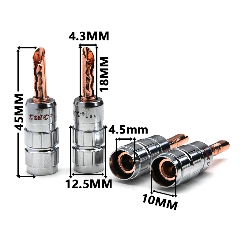 12PCS Gold Plated Copper Solid Banana Plug Set For Audio Speaker Amplifier Female Connectors Plug Cable Wire Adapters