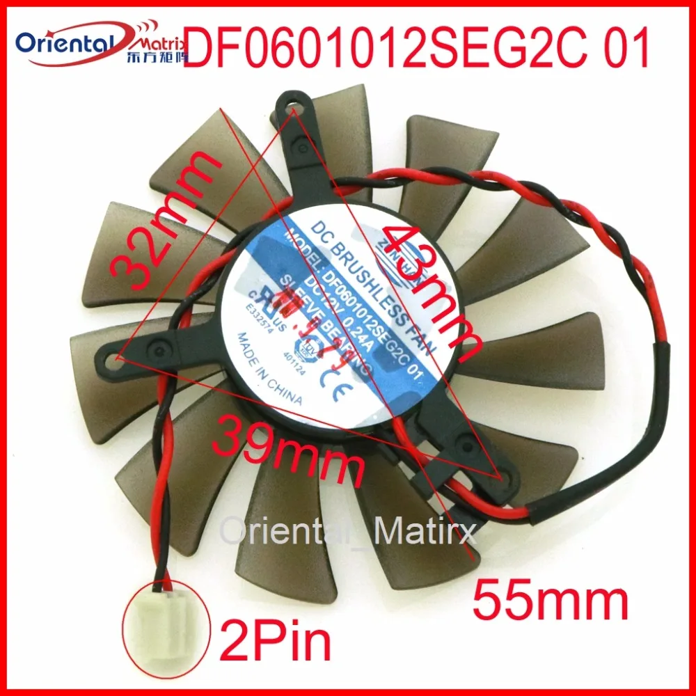 DF0601012SEG2C 01 12V 0.24A 2Pin For ZOTAC 6010 Graphics Card Fan