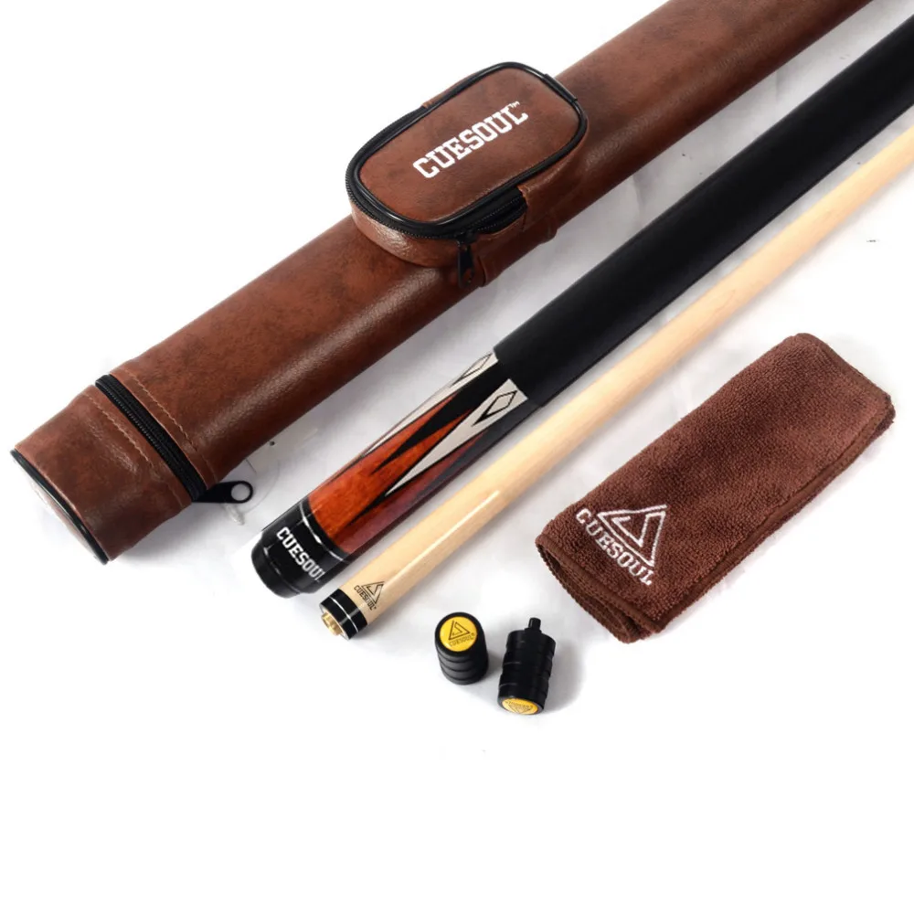 CUESOUL Special Price Billiard Pool Cue Stick & Black Cue Case with 12.75mm Cue Tips & Clean Towel & Cue Protector