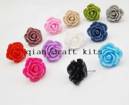 72pcs gift set 13mm Flower Stud Earrings- Resin Flower Studs or earring clips, Colorful Earrings- Gift Idea, Stocking Stuffer l