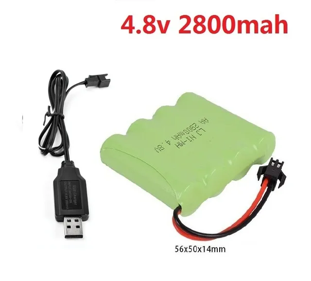 4.8v 700mAh/1800mah/2800mah akumulator Ni-CD + ładowarka USB do samochodu RC/łódź rc/zbiornik rc/zabawka robota