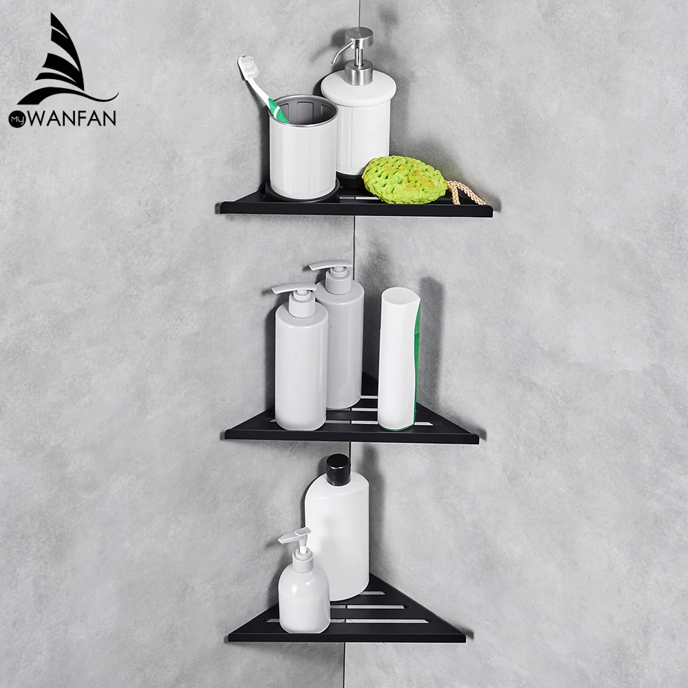 Bathroom Shelves Black Stainless Steel 304 Wall Bathroom Shower Shampoo Rack Bathroom Accessories Shelves WF-18062R