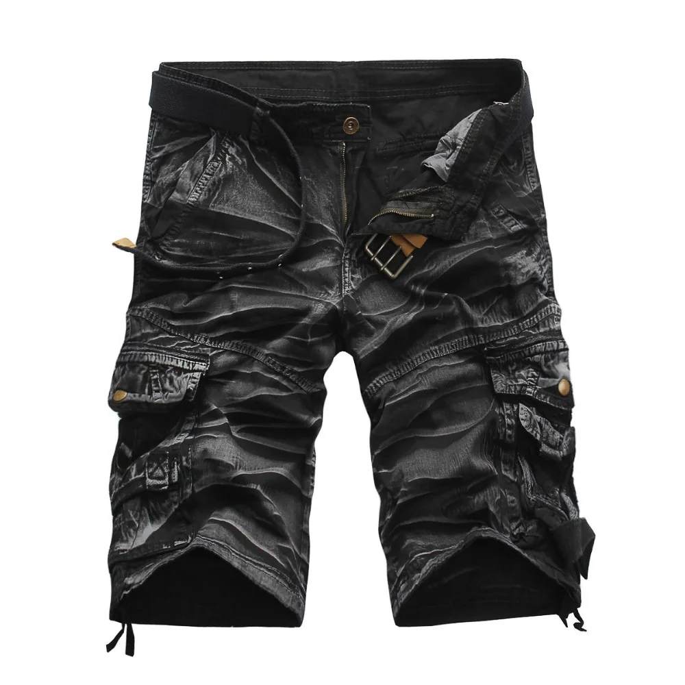 BOLUBAO Men Cargo Shorts (not include Belt) Casual Loose Short Pants Camouflage Military Summer Knee Length Shorts Men