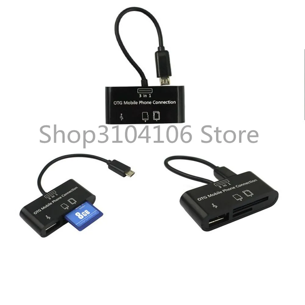 3в1 OTG Card Reader Micro USB SD/MMC/SDHC TF Card Micro SD Card Reader OTG Adapter Connector Устройство чтения карт памяти