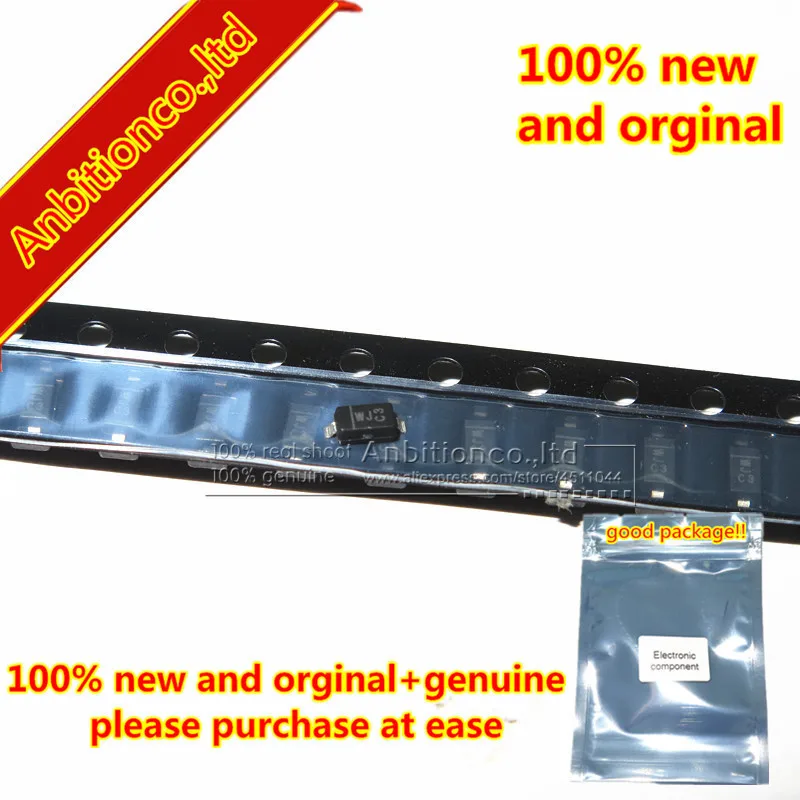 50 pcs BZT52C15-7-F silk-screen WJ 100% novo e original em estoque