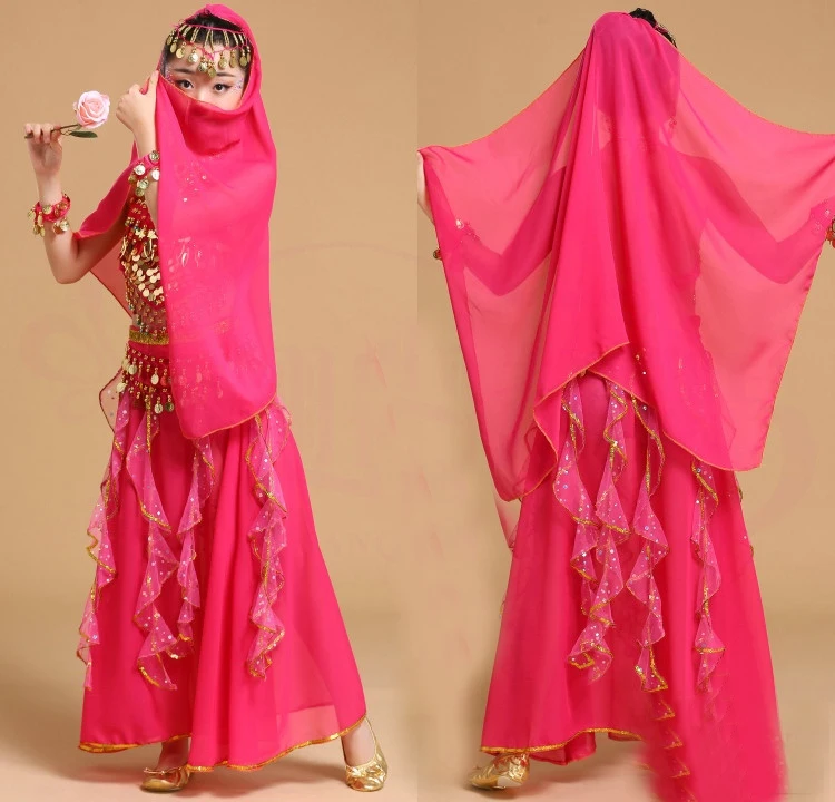 5 pçs criança conjunto de dança do ventre menina trajes de dança do ventre crianças dança do ventre meninas bollywood indiano desempenho dança wear roupas