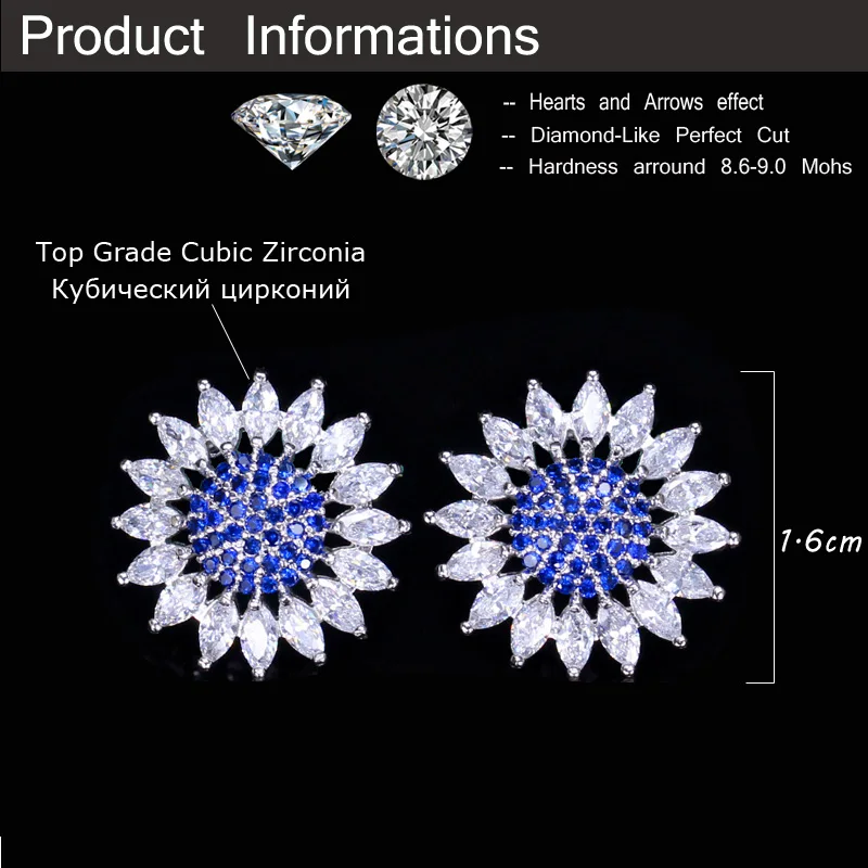 CWWZircons Fashion Ladies Ear Jewelry White Gold Color Green Cubic Zirconia Stones Piercing Stud Lovely Flower Earrings CZ150