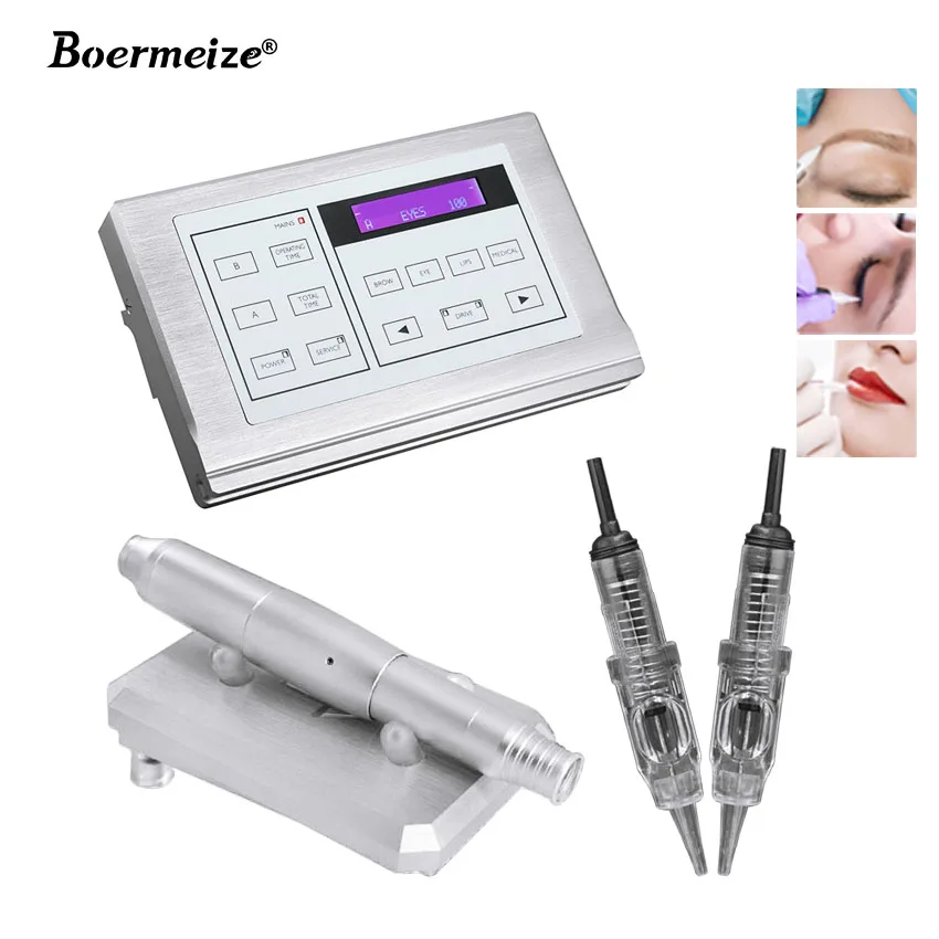 Permanent Makeup Kits Intelligent Digital Power Supply Tattoo Machine for Eyebrow Lips Aluminum Handpiece Pen Cartridge Needles