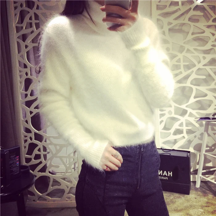 Qiu dong han edition turtleneck mink wool shirt sleeve short long hair mink wool render unlined upper garment