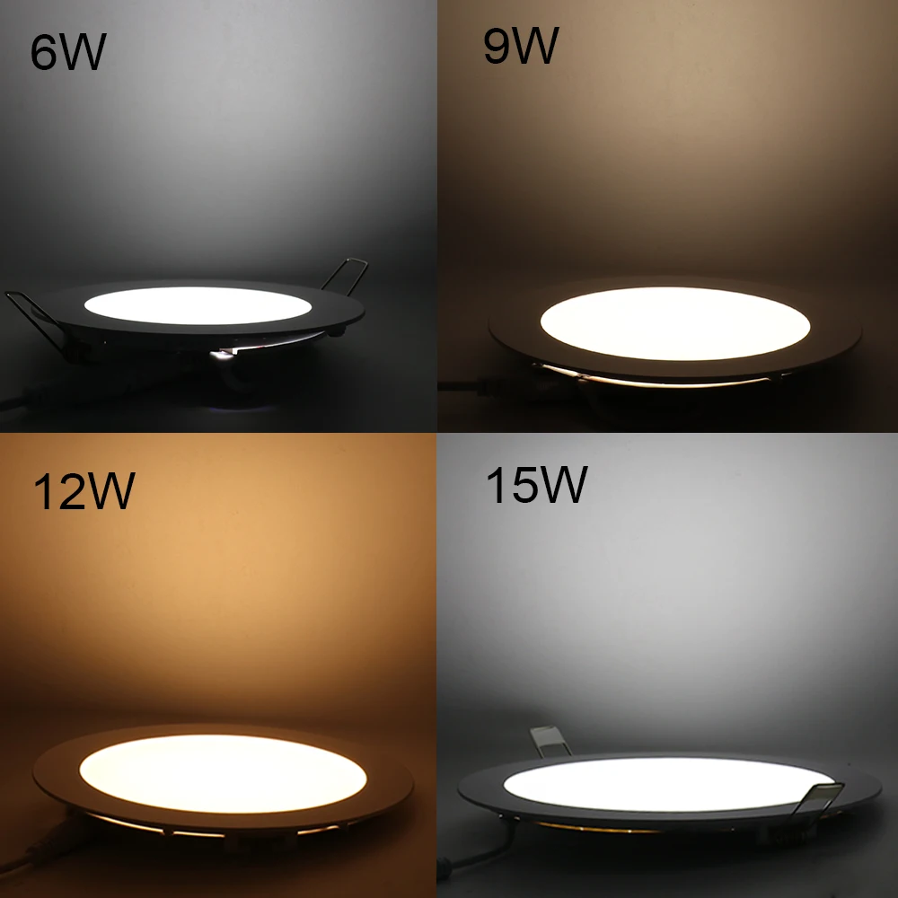 Spot lumineux LED encastrable pour le plafond, éclairage d\'intérieur, lumière blanche chaude, 3/6/9/12/15/25W