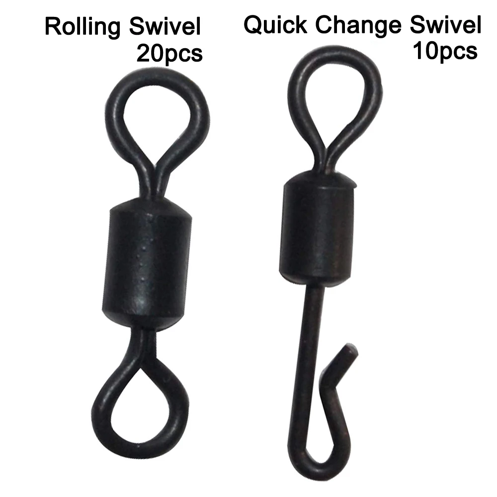 90PCS Carp Fishing Set Tail Rubber Lead Clips Rolling Swivels Quick Change Swivel For Carp Fishing Tackle Accessory