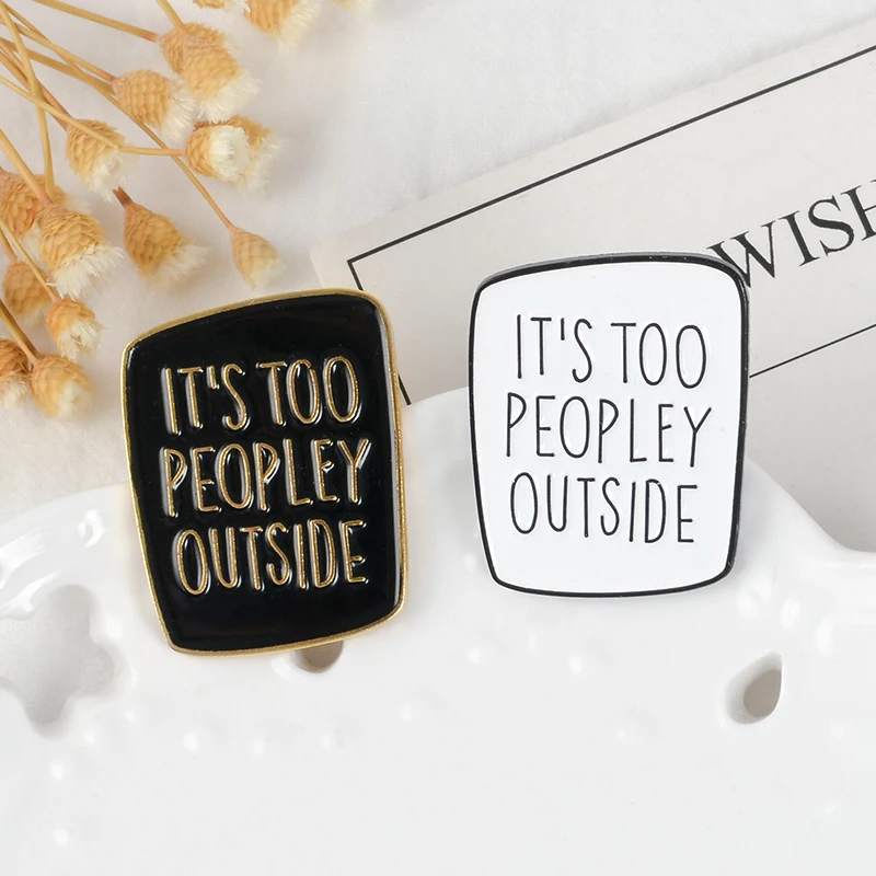 Funny Anti Social Letter slogan Introverts Personality Enamel Brooches Lapel pins For Cool Girl Boy