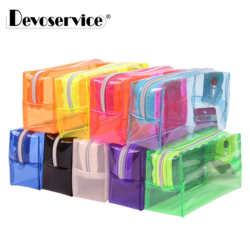 1Pcs Transparent Plastic Box School Lovely Pencil Case Pen Holder Bag Pouch Painting Brush Pens Storage Case New Gift Stationery