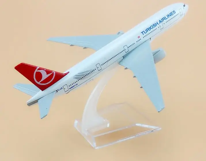 plane model Boeing 777 Turkey Airlines aircraft B777-300 16CM Metal simulation airplane model for kids toys Christmas gift