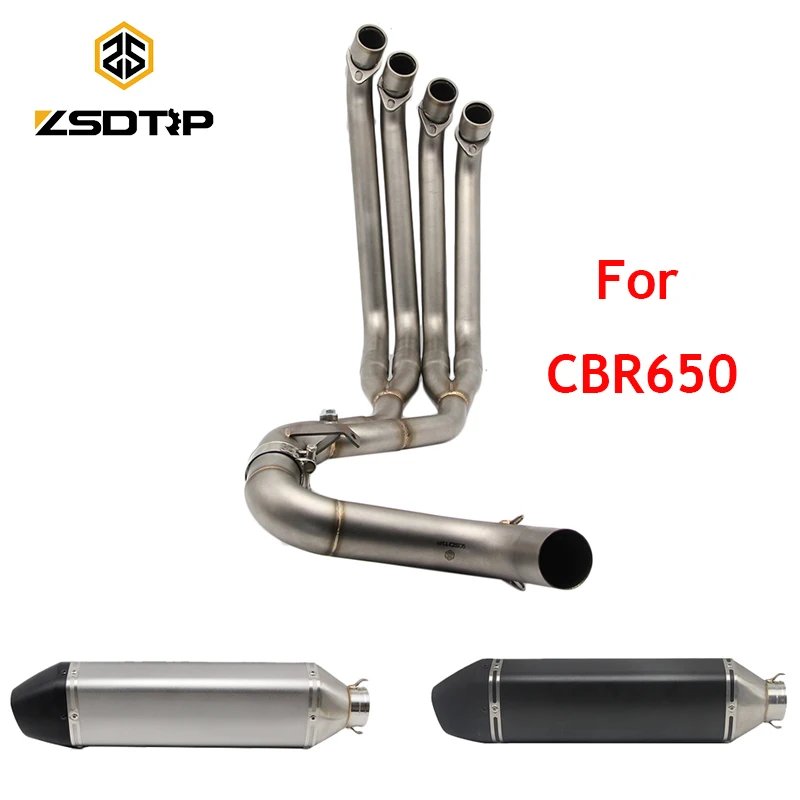 ZSDTRP CBR650 Full Exhaust System Exhaust Pipe Link Pipe Slip on for Honda CBR650F 2014-2017 with Exhaust