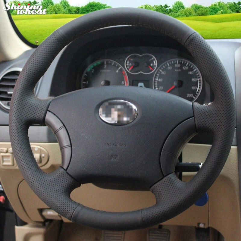 Shining wheat Black Leather Steering Wheel Cover for for Great Wall Haval Hover H3 H5 Wingle 3 Wingle 5