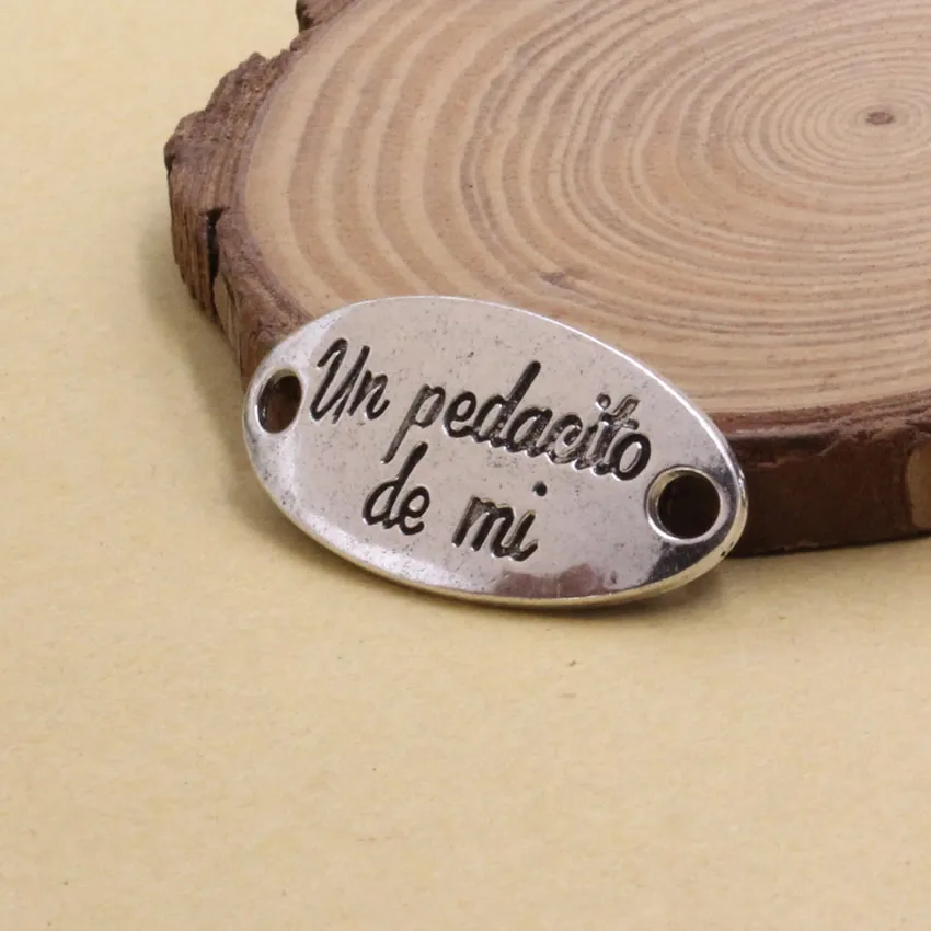 Hiszpański Un Pedacito De Mi złącza wisiorek tybetański srebrny bransoletka zatrzaski akcesoria do koralików 38x19mm otwór: 4mm 10 sztuk K05272