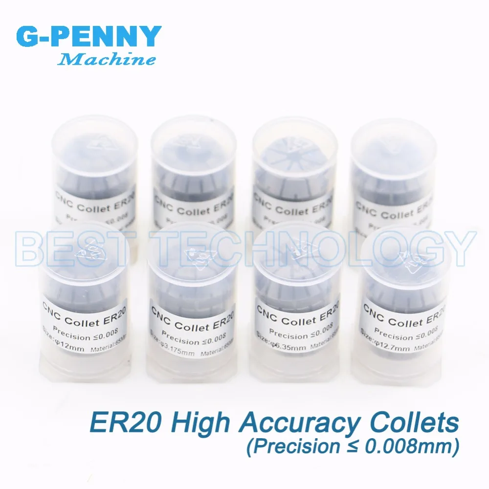 G-Penny High Accuracy ER20 Spring Collet Chuck Set 8pcs Precision Less Than 0.008mm for CNC Milling Lathe Tool Spindle Motor