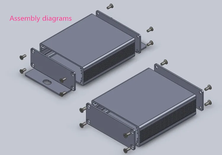 Mini caixa amplificadora de alumínio, tampa do chassis/transmissor/caixa amp 64*23.5*75mm