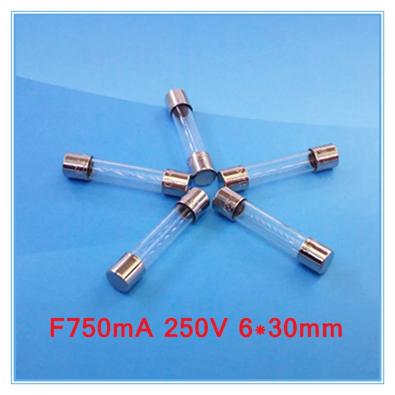 

(100pcs/lot) F750mA 250V 6x30mm Quick Blow Glass Tube Fuse, UL VDE RoHS Approved,750mA 0.75Amp.