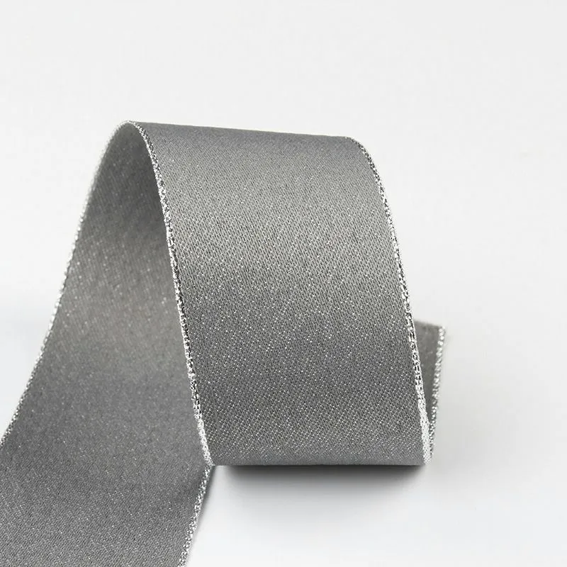 New 10/25/38mm Double-sided silver ribbon with 10 yards of DIY handmade gift wrapping for New Year wedding decoration satin