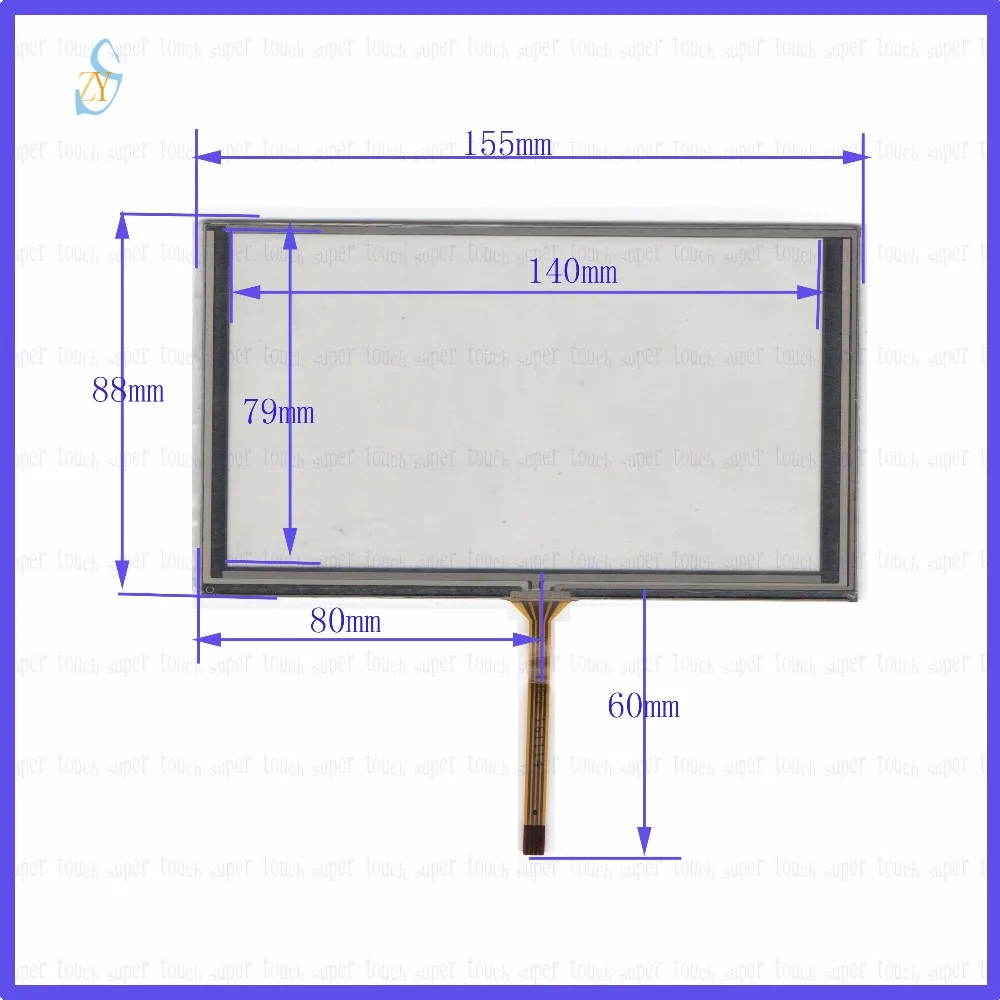 

ZhiYuSun KDT-4827 6.2inch 4-wire resistive touch panel for Car DVD, 155*88 GPS Navigator screen glass this is compatible