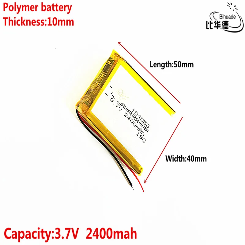 2400mAh Battery 3.7V Lipo 104050 Rechargeable for Dvr GPS MP4 MP5 Tablet PC Laptop Power Bank Electronic Toys Driving Recorder