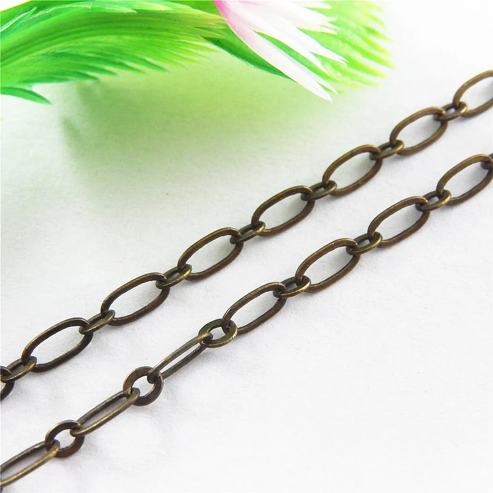 1meter Vintage Alloy Necklace Chain Statement  Bracelet Necklace Chain 6.2*3.4mm Jewelry Making Bronze Chain Accessories   01344