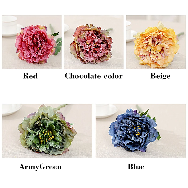 Artificial Peony Flower Branch European-style Single Branch Bouquet Flower Real Feel Home Wedding Party Holiday Decoration Gift