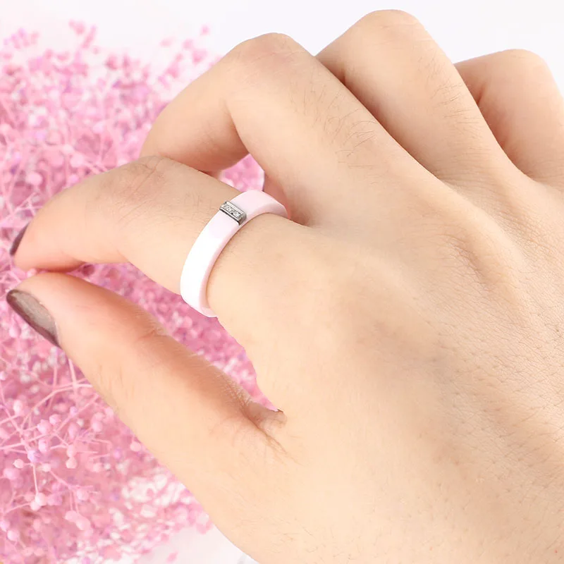 Simple Style Real Pink Ceramic Ring Real Ceramic Wedding Rings For Engagement Gift Smooth Hand Polishing Good Quality