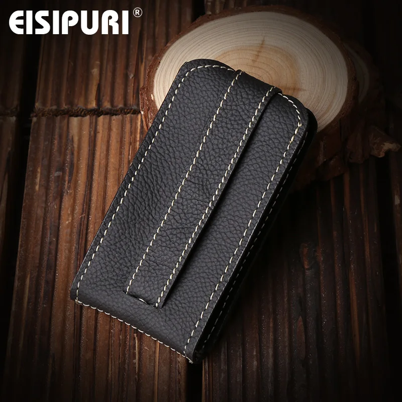 EISIPURI New Genuine leather Key Wallet Men Car Key Holder Housekeeper Original Leather Zipper Key Case Male Keychain Card