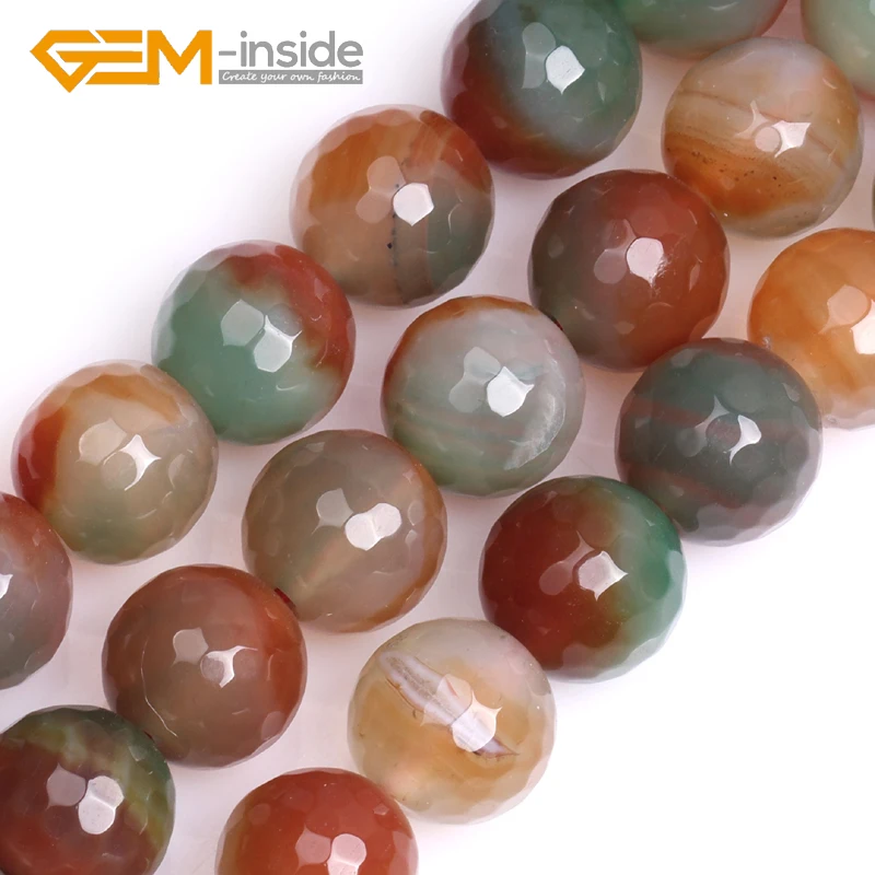 

10mm 12mm 14mm GEM-inside Round Faceted Agat e Beads Natural Stone Beads DIY Loose Beads For Bracelet Making Strand 15" DIY !