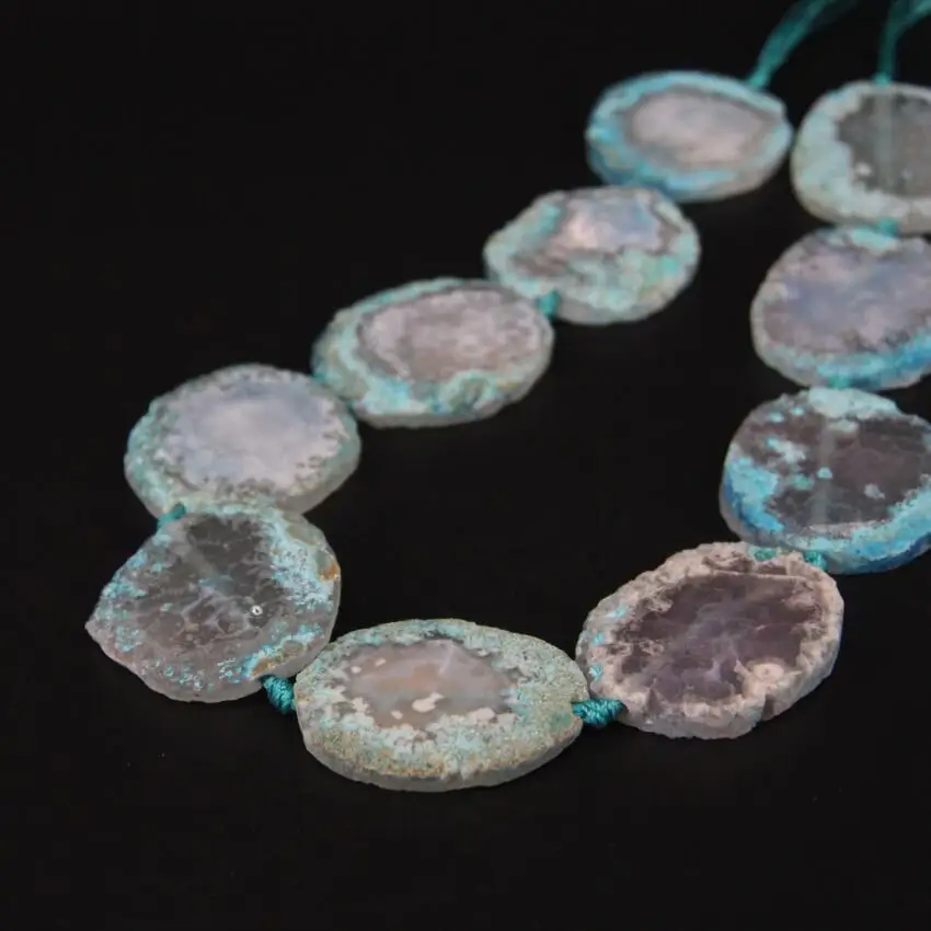 

15.5"/strand Large Blue Raw Agates Druzy Freeform Slab Nugget Pendant Beads,Natural Gems Stone Slice Necklace Jewelry Supplier