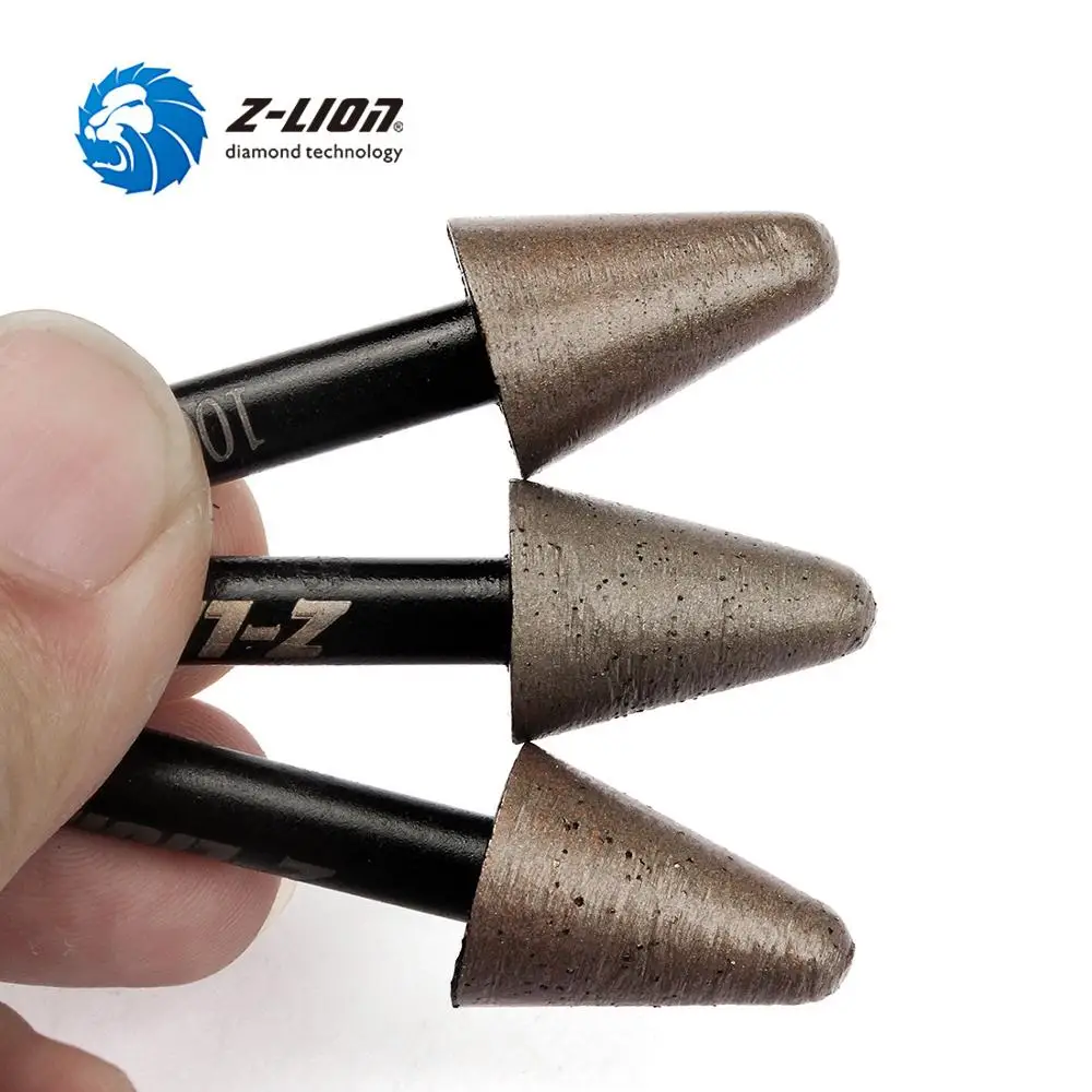 Z-LION 3pcs Sintered Diamond Countersink Bit Diamond Sanding Drill Bit Stone Marble Glass Mini Drill Diamond Bur Grit 30/50/100