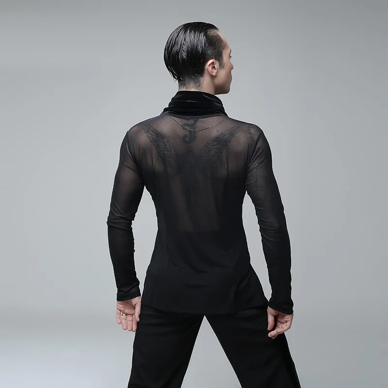 Schwarz herren latin shirts latin dance shirts männer ballsaal shirts herren ballsaal tanzkleider dance top ballroom kleidung tanzabnutzung