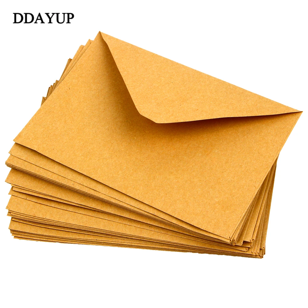 50Pcs/Lot Classical Brown Kraft Blank Mini Paper Window Envelopes Wedding Invitation Envelope Gift Envelope